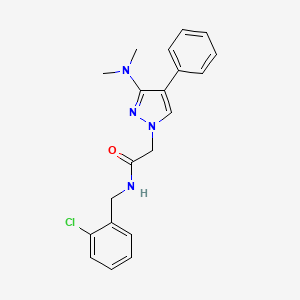 molecular formula C20H21ClN4O B2796395 N-(2-chlorobenzyl)-2-(3-(dimethylamino)-4-phenyl-1H-pyrazol-1-yl)acetamide CAS No. 1286699-80-6
