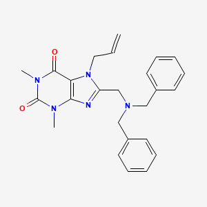 molecular formula C25H27N5O2 B2796397 7-allyl-8-((dibenzylamino)methyl)-1,3-dimethyl-1H-purine-2,6(3H,7H)-dione CAS No. 573971-76-3