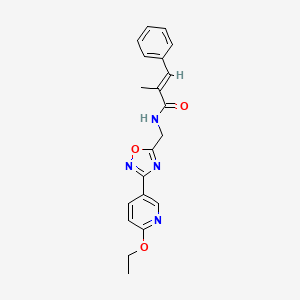 molecular formula C20H20N4O3 B2796402 (E)-N-((3-(6-ethoxypyridin-3-yl)-1,2,4-oxadiazol-5-yl)methyl)-2-methyl-3-phenylacrylamide CAS No. 2035005-25-3