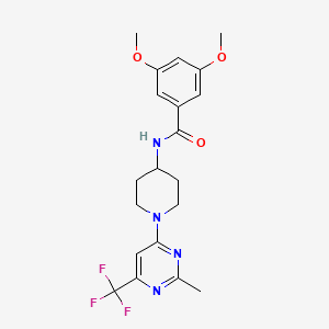 molecular formula C20H23F3N4O3 B2796407 3,5-dimethoxy-N-{1-[2-methyl-6-(trifluoromethyl)pyrimidin-4-yl]piperidin-4-yl}benzamide CAS No. 1775443-36-1