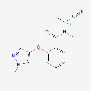 molecular formula C15H16N4O2 B2796412 N-(1-Cyanoethyl)-N-methyl-2-(1-methylpyrazol-4-yl)oxybenzamide CAS No. 2418708-36-6