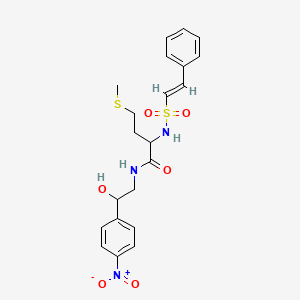 N-[2-Hydroxy-2-(4-nitrophenyl)ethyl]-4-methylsulfanyl-2-[[(E)-2-phenylethenyl]sulfonylamino]butanamide