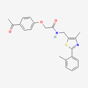 molecular formula C22H22N2O3S B2796419 2-(4-acetylphenoxy)-N-((4-methyl-2-(o-tolyl)thiazol-5-yl)methyl)acetamide CAS No. 1797396-70-3