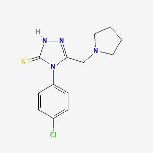 molecular formula C13H15ClN4S B2796423 4-(4-chlorophenyl)-5-(pyrrolidin-1-ylmethyl)-4H-1,2,4-triazole-3-thiol CAS No. 790272-34-3