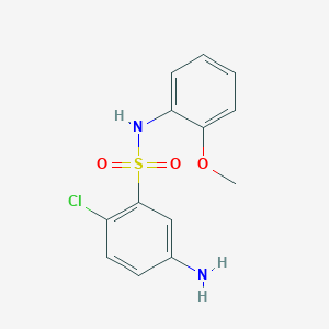 molecular formula C13H13ClN2O3S B2796424 5-氨基-2-氯-N-(2-甲氧基苯基)苯并-1-磺酰胺 CAS No. 438018-01-0