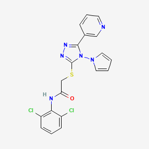 molecular formula C19H14Cl2N6OS B2796430 N-(2,6-二氯苯基)-2-{[5-(吡啶-3-基)-4-(1H-吡咯-1-基)-4H-1,2,4-三唑-3-基]硫代}乙酰胺 CAS No. 886933-23-9