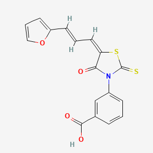 molecular formula C17H11NO4S2 B2796431 3-((E)-5-((E)-3-(furan-2-yl)allylidene)-4-oxo-2-thioxothiazolidin-3-yl)benzoic acid CAS No. 862117-14-4