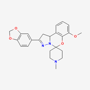 molecular formula C23H25N3O4 B2796442 2-(苯并[d][1,3]二氧杂环戊-5-基)-7-甲氧基-1'-甲基-1,10b-二氢螺[苯并[e]吡唑并[1,5-c][1,3]噁嗪-5,4'-哌啶] CAS No. 498569-30-5