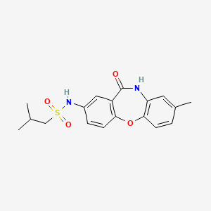 molecular formula C18H20N2O4S B2796443 2-methyl-N-(8-methyl-11-oxo-10,11-dihydrodibenzo[b,f][1,4]oxazepin-2-yl)propane-1-sulfonamide CAS No. 921897-99-6