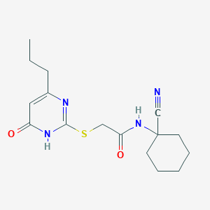 molecular formula C16H22N4O2S B2796463 N-(1-cyanocyclohexyl)-2-[(4-hydroxy-6-propylpyrimidin-2-yl)sulfanyl]acetamide CAS No. 926095-28-5