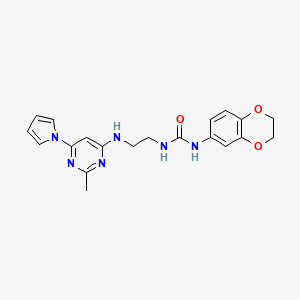 1-(2,3-dihydrobenzo[b][1,4]dioxin-6-yl)-3-(2-((2-methyl-6-(1H-pyrrol-1-yl)pyrimidin-4-yl)amino)ethyl)urea