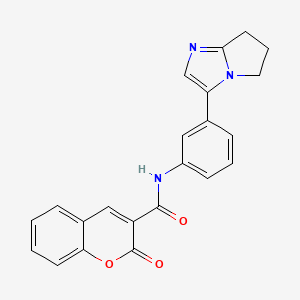 molecular formula C22H17N3O3 B2796466 N-(3-(6,7-dihydro-5H-pyrrolo[1,2-a]imidazol-3-yl)phenyl)-2-oxo-2H-chromene-3-carboxamide CAS No. 1421515-78-7