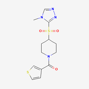 molecular formula C13H16N4O3S2 B2796472 (4-((4-甲基-4H-1,2,4-三唑-3-基)磺酰基)哌啶-1-基)(噻吩-3-基)甲酮 CAS No. 1448079-04-6