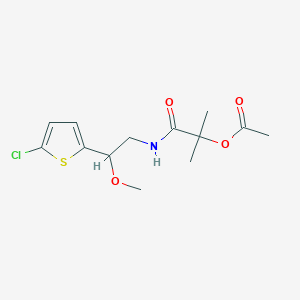 molecular formula C13H18ClNO4S B2796475 1-((2-(5-氯噻吩-2-基)-2-甲氧基乙基)氨基)-2-甲基-1-氧代丙酮-2-基乙酸酯 CAS No. 2034404-53-8