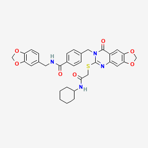 N-(1,3-benzodioxol-5-ylmethyl)-4-{[6-{[2-(cyclohexylamino)-2-oxoethyl]thio}-8-oxo[1,3]dioxolo[4,5-g]quinazolin-7(8H)-yl]methyl}benzamide