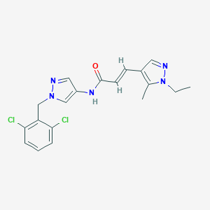 molecular formula C19H19Cl2N5O B279649 N-[1-(2,6-dichlorobenzyl)-1H-pyrazol-4-yl]-3-(1-ethyl-5-methyl-1H-pyrazol-4-yl)acrylamide 
