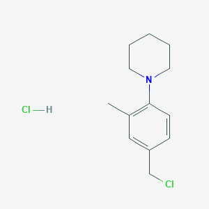 molecular formula C13H19Cl2N B2796497 1-[4-(Chloromethyl)-2-methylphenyl]piperidine hydrochloride CAS No. 1864056-19-8