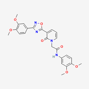 molecular formula C25H24N4O7 B2796509 N-(3,4-dimethoxyphenyl)-2-[3-[3-(3,4-dimethoxyphenyl)-1,2,4-oxadiazol-5-yl]-2-oxopyridin-1(2H)-yl]acetamide CAS No. 1105202-16-1