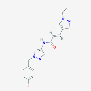 molecular formula C18H18FN5O B279652 3-(1-ethyl-1H-pyrazol-4-yl)-N-[1-(4-fluorobenzyl)-1H-pyrazol-4-yl]acrylamide 