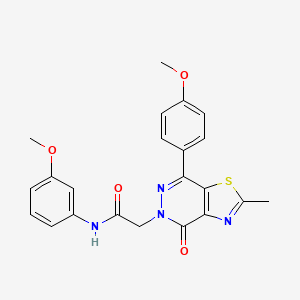 molecular formula C22H20N4O4S B2796520 N-(3-methoxyphenyl)-2-(7-(4-methoxyphenyl)-2-methyl-4-oxothiazolo[4,5-d]pyridazin-5(4H)-yl)acetamide CAS No. 941942-84-3