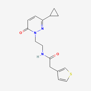 molecular formula C15H17N3O2S B2796527 N-(2-(3-cyclopropyl-6-oxopyridazin-1(6H)-yl)ethyl)-2-(thiophen-3-yl)acetamide CAS No. 2034534-54-6