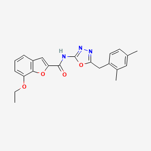 molecular formula C22H21N3O4 B2796534 N-(5-(2,4-二甲基苯甲基)-1,3,4-噁二唑-2-基)-7-乙氧基苯并呋喃-2-甲酰胺 CAS No. 955625-31-7