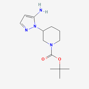 molecular formula C13H22N4O2 B2796544 叔丁基 3-(5-氨基吡唑-1-基)哌啶-1-甲酸酯 CAS No. 2138143-00-5