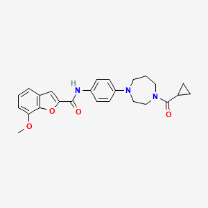 molecular formula C25H27N3O4 B2796555 N-(4-(4-(环丙基甲酰)-1,4-二氮杂辛-1-基)苯基)-7-甲氧基苯并呋喃-2-甲酰胺 CAS No. 1207033-43-9