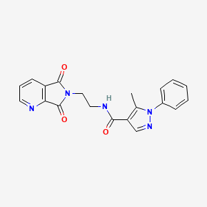 molecular formula C20H17N5O3 B2796559 N-(2-(5,7-dioxo-5H-pyrrolo[3,4-b]pyridin-6(7H)-yl)ethyl)-5-methyl-1-phenyl-1H-pyrazole-4-carboxamide CAS No. 2034269-77-5