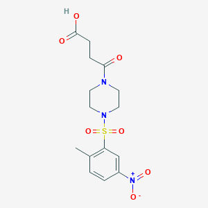 molecular formula C15H19N3O7S B2796570 4-[4-(2-甲基-5-硝基苯基磺酰)哌嗪-1-基]-4-氧代丁酸 CAS No. 744264-22-0