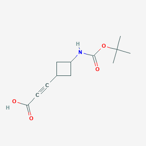 molecular formula C12H17NO4 B2796572 3-[3-[(2-甲基丙烷-2-基)氧代羰基氨基]环丁基]丙-2-炔酸 CAS No. 2137585-51-2