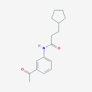 molecular formula C16H21NO2 B279659 N-(3-acetylphenyl)-3-cyclopentylpropanamide 