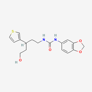 molecular formula C17H20N2O4S B2796591 1-(Benzo[d][1,3]dioxol-5-yl)-3-(5-hydroxy-3-(thiophen-3-yl)pentyl)urea CAS No. 2034482-58-9