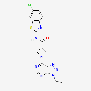 molecular formula C17H15ClN8OS B2796592 N-(6-chlorobenzo[d]thiazol-2-yl)-1-(3-ethyl-3H-[1,2,3]triazolo[4,5-d]pyrimidin-7-yl)azetidine-3-carboxamide CAS No. 1448035-41-3