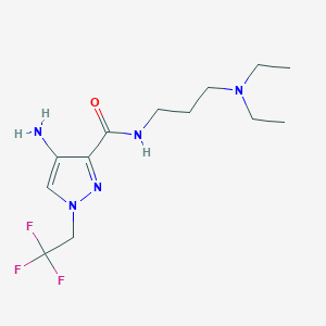 molecular formula C13H22F3N5O B2796594 4-Amino-N-[3-(diethylamino)propyl]-1-(2,2,2-trifluoroethyl)-1H-pyrazole-3-carboxamide CAS No. 2101198-73-4