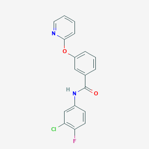molecular formula C18H12ClFN2O2 B2796603 N-(3-chloro-4-fluorophenyl)-3-(pyridin-2-yloxy)benzamide CAS No. 1797874-25-9