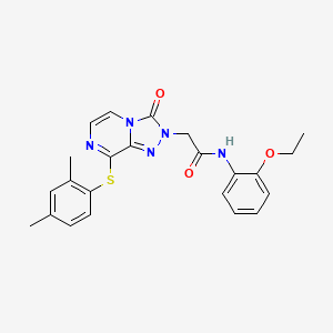molecular formula C23H23N5O3S B2796608 Ethyl 4-[({[4-(4-benzylpiperidin-1-yl)pyrimidin-2-yl]thio}acetyl)amino]benzoate CAS No. 1251697-78-5