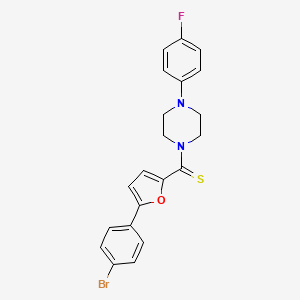 molecular formula C21H18BrFN2OS B2796612 (5-(4-Bromophenyl)furan-2-yl)(4-(4-fluorophenyl)piperazin-1-yl)methanethione CAS No. 941947-21-3