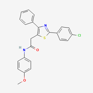 molecular formula C24H19ClN2O2S B2796624 2-[2-(4-chlorophenyl)-4-phenyl-1,3-thiazol-5-yl]-N-(4-methoxyphenyl)acetamide CAS No. 339277-90-6