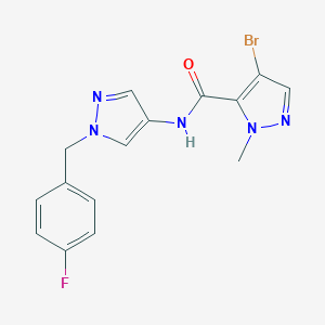 molecular formula C15H13BrFN5O B279663 4-bromo-N-[1-(4-fluorobenzyl)-1H-pyrazol-4-yl]-1-methyl-1H-pyrazole-5-carboxamide 