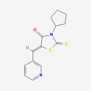 molecular formula C14H14N2OS2 B2796640 (Z)-3-环戊基-5-(吡啶-3-基甲亚甲基)-2-硫代噻唑烷-4-酮 CAS No. 849020-11-7