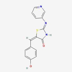 molecular formula C15H11N3O2S B2796642 (5E)-5-(4-hydroxybenzylidene)-2-(pyridin-3-ylamino)-1,3-thiazol-4(5H)-one CAS No. 314735-44-9