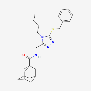 molecular formula C25H34N4OS B2796652 N-[(5-benzylsulfanyl-4-butyl-1,2,4-triazol-3-yl)methyl]adamantane-1-carboxamide CAS No. 476439-19-7