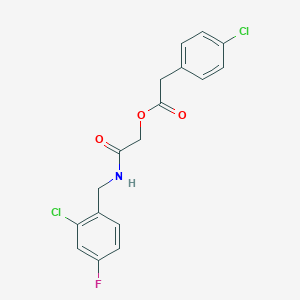 molecular formula C17H14Cl2FNO3 B2796653 2-[(2-Chloro-4-fluorobenzyl)amino]-2-oxoethyl (4-chlorophenyl)acetate CAS No. 1794751-10-2