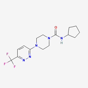 molecular formula C15H20F3N5O B2796655 N-Cyclopentyl-4-[6-(trifluoromethyl)pyridazin-3-yl]piperazine-1-carboxamide CAS No. 2380143-55-3