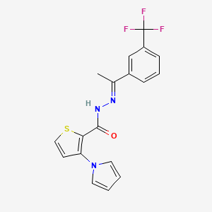 molecular formula C18H14F3N3OS B2796674 3-(1H-吡咯-1-基)-N'-[(1E)-1-[3-(三氟甲基)苯基]乙烯基]噻吩-2-甲酰肼 CAS No. 478076-93-6