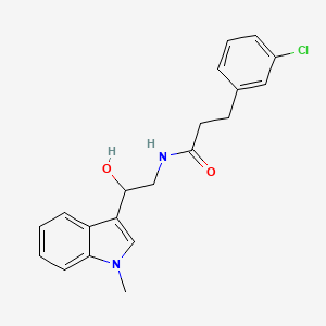 molecular formula C20H21ClN2O2 B2796681 3-(3-氯苯基)-N-(2-羟基-2-(1-甲基-1H-吲哚-3-基)乙基)丙酰胺 CAS No. 2034415-88-6