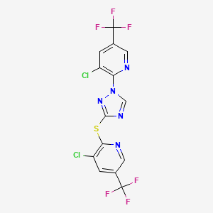 molecular formula C14H5Cl2F6N5S B2796691 3-氯-2-(3-{[3-氯-5-(三氟甲基)-2-吡啶基]硫代}-1H-1,2,4-三唑-1-基)-5-(三氟甲基)吡啶 CAS No. 251307-13-8