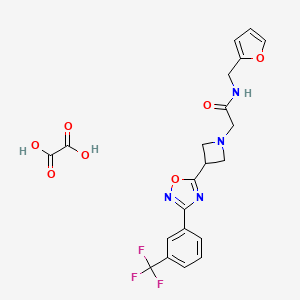 molecular formula C21H19F3N4O7 B2796692 N-(furan-2-ylmethyl)-2-(3-(3-(3-(trifluoromethyl)phenyl)-1,2,4-oxadiazol-5-yl)azetidin-1-yl)acetamide oxalate CAS No. 1428370-69-7
