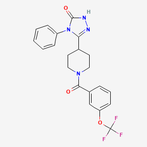 molecular formula C21H19F3N4O3 B2796706 4-phenyl-5-{1-[3-(trifluoromethoxy)benzoyl]piperidin-4-yl}-2,4-dihydro-3H-1,2,4-triazol-3-one CAS No. 1775467-92-9